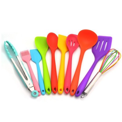 10pcs set colorful Kitchen Silicone Non-stick Cooking Spoon Spatula Ladle Egg Beaters  Dinnerware Cooking Tools Accessories